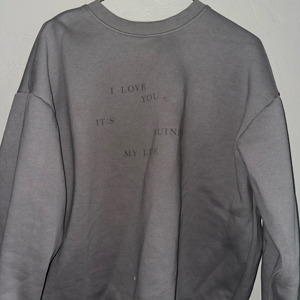 Taylor Swift TTPD Fortnight Lyrics Gray Oversized Sweatshirt